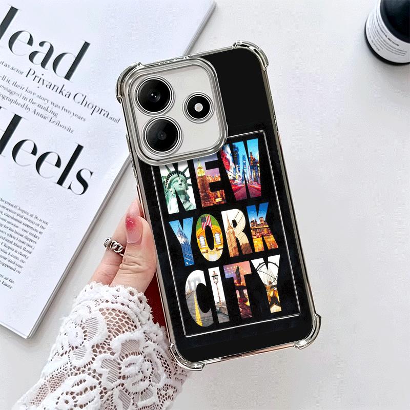 

NYC New York City Soft Phone Case For Xiaomi Redmi Note 14 15 Pro Plus 13 12 11S 11T 5G 10 9S 9 Plating Anti-Fall Fundas Redmi Note 12 5G