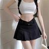 Women's Summer Sweet-Spicy V-Waist Crop Top Mini Skirt Slimming Skirt-Trousers Anti-Exposure A-Line Casual All-match Versatile Pleated Skirt