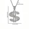 Hip Hop Zircon Dollar Sign Pendant Necklace Men Women Punk Fashion Rock Rap Jewelry Gift