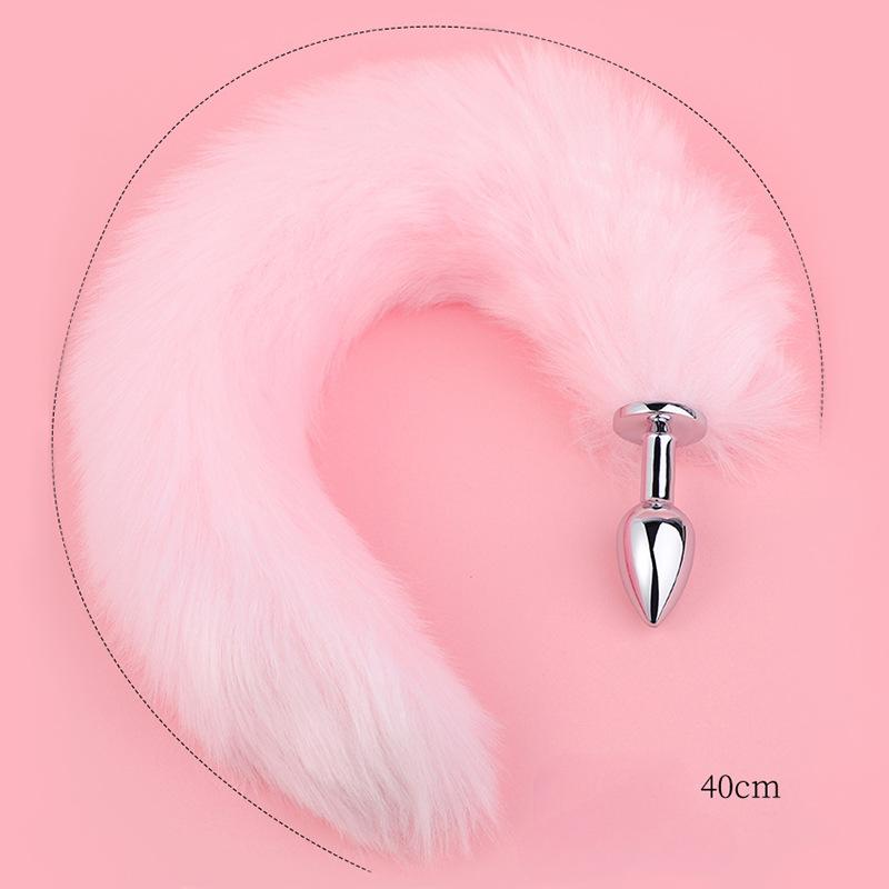 Erotic SM Props Small Metal Anal Plug Solid Colour Fox Tail Anal Plug Vestibular Development Tempering Adult Supplies