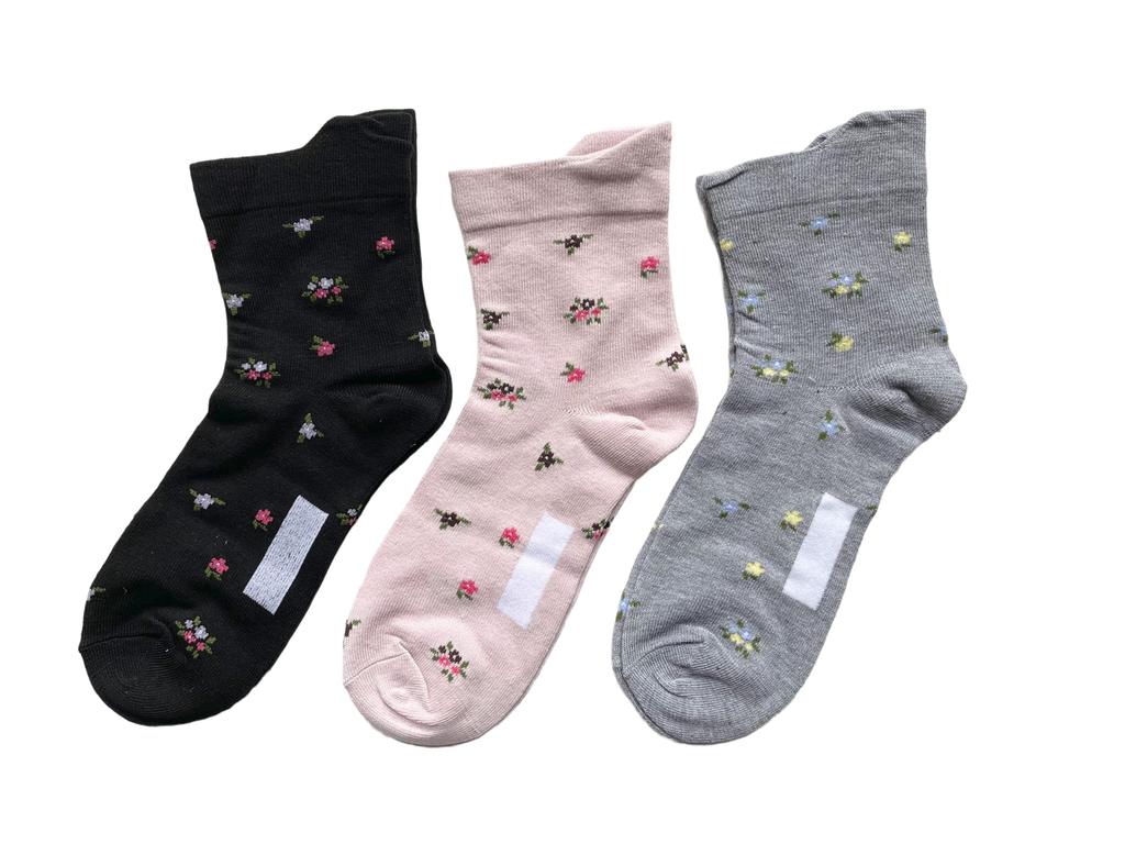 Pflegeleicht anzuziehen mit einem lockeren elastischen Baumwoll-Weitbund Geeignet für Pflegeheime und 3er-Set C73 Damen-Socken, Hand, Bündchen, Mischung, Öffnung,