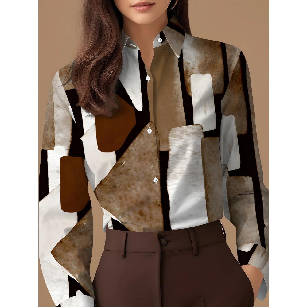 Women's Stitching Polka Dot Print Long Sleeve Shirt Spring and Autumn Fashion Casual Daily Wear Lapel Blouses Ladies Offce