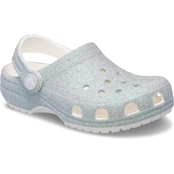 Crocs Classic Iridescent Glitter Clog Toddler White 210985 100