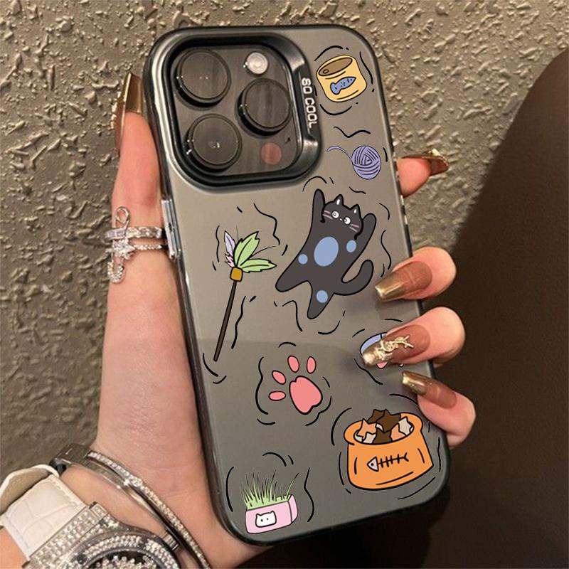 Plating Matte Case For Samsung Galaxy S21 FE S22 S23 Plus S24 Ultra A55 A35 A15 A14 A32 A52S A54 Cute Cat Supplies Phone Cover