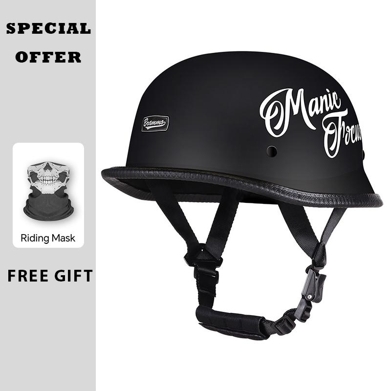 DOT Motorcycle Helmets Half Face Helmet Capacete De Moto German Retro Vintage Low Profile Half Helmet Scooter Cruiser Moped