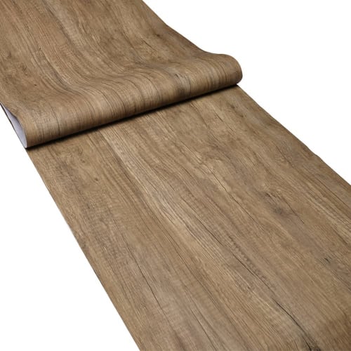 Homya Wallpaper Stickers, Waterproof, Wood Grain Remake Sheet, Brown, 60cm X 5m, Approx. 0.45mm Thick, Self-Adhesive, Floor Tiles, Non-Slip, Pet-Frien