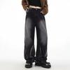 American jeans men's niche wide-leg straight vertical loose tie-dye high street pants retro casual tooling trousers