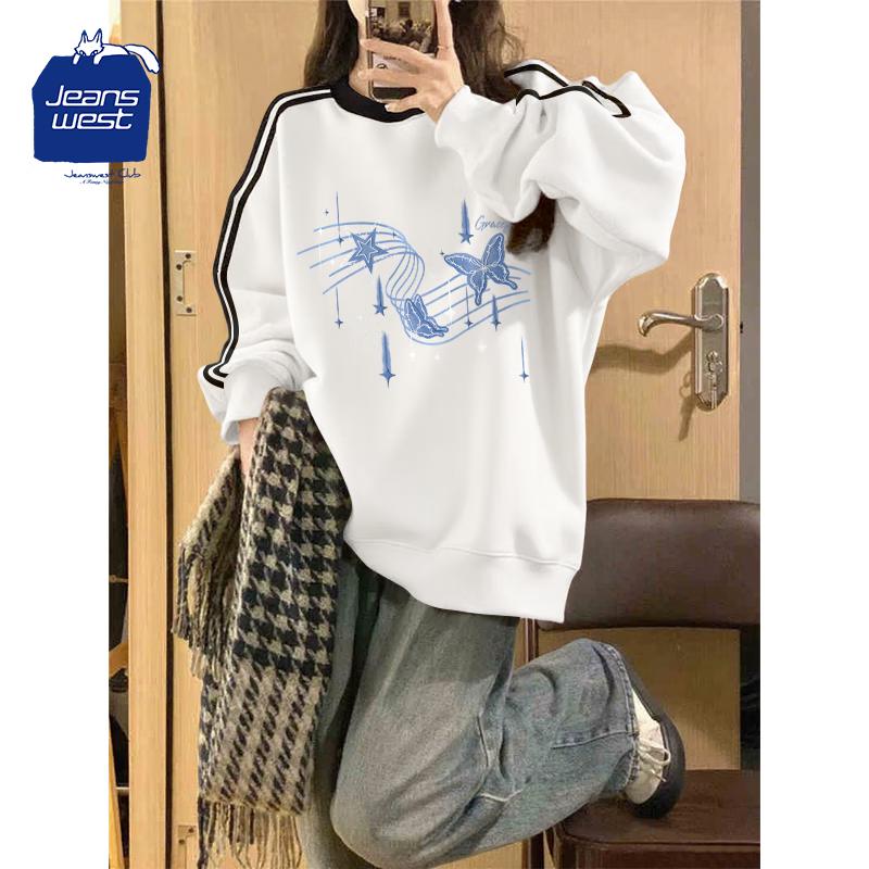 JEANSWEST CLUB Women's Butterfly Graphic Pullover Sweatshirt