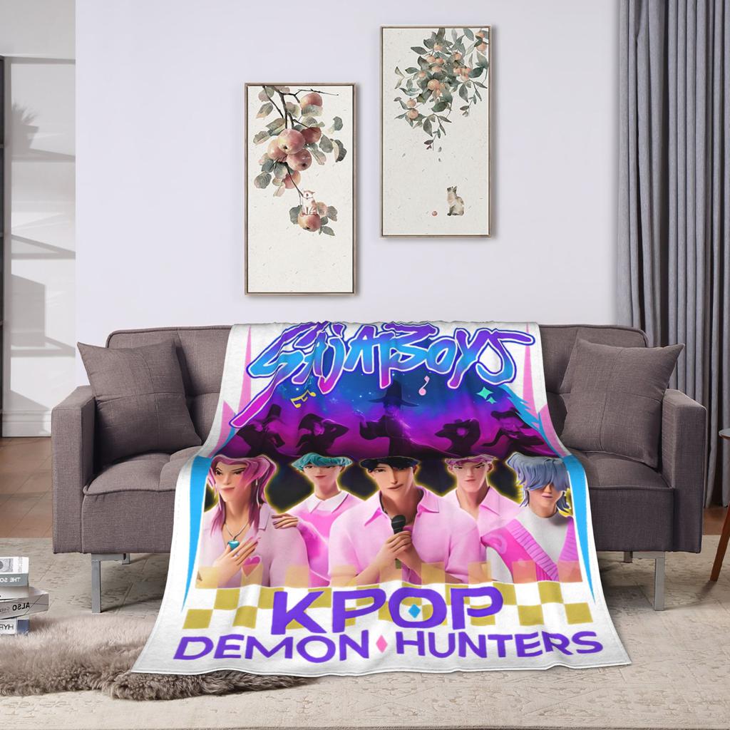 Saja Boys Kpop Demon Hunters Blankets  Flannel Awesome Soft Throw Blanket for Chair Covering Sofa  Winter