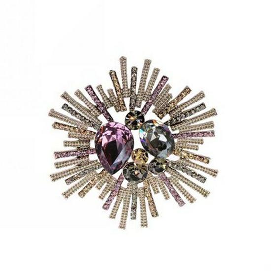 

Korean High-End Rhinestone Brooch and Scarf Buckle with Pearl and Crystal Accents фіолетовий