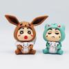 6Pcs/Set Crayon Shin-Chan Cos Pokemon Psyduck Pikachu Eevee Charmander Bulbasaur Squirtle Action Figure Collection Model Doll