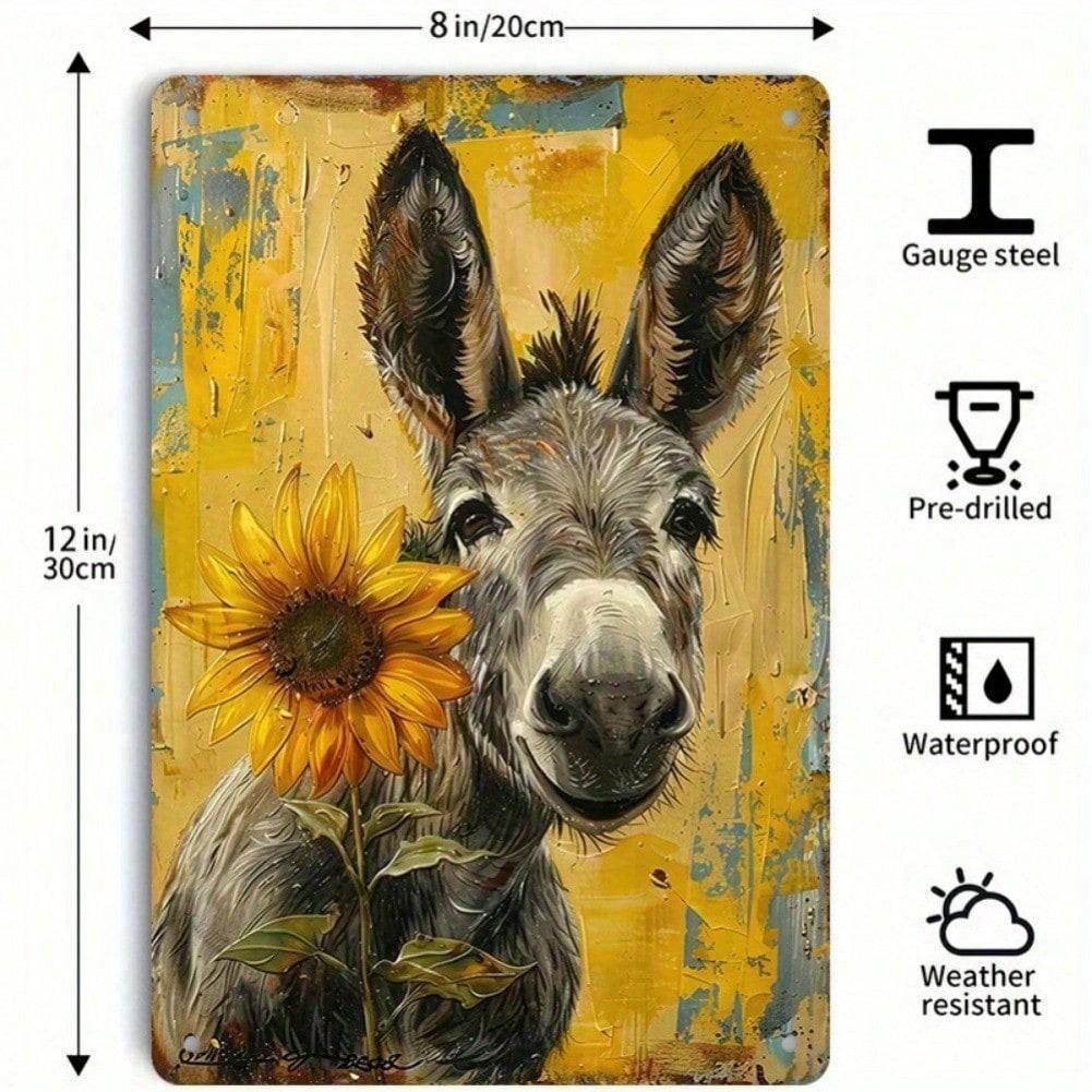 

Metal Wall Art Vintage Farm Sign Rustic Donkey Sunflower Decor Farmhouse Country Wall Decor Gift for Garden Living Room Porch 20x30 разноцветный