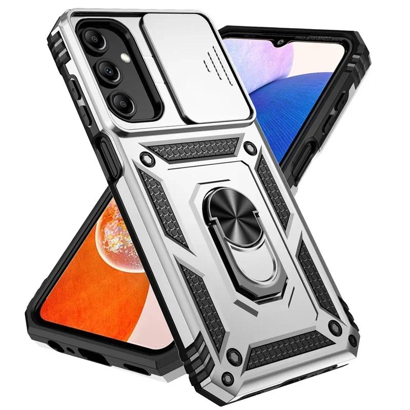 

Чехол для телефона с защитой камеры Slide Camera Lens Grade Armor для Samsung Galaxy A73 A72 A56 A54 A36 A16 A15 A25 A35 A55 5G с кольцом-подставкой For Samsung A54 5G серебряный