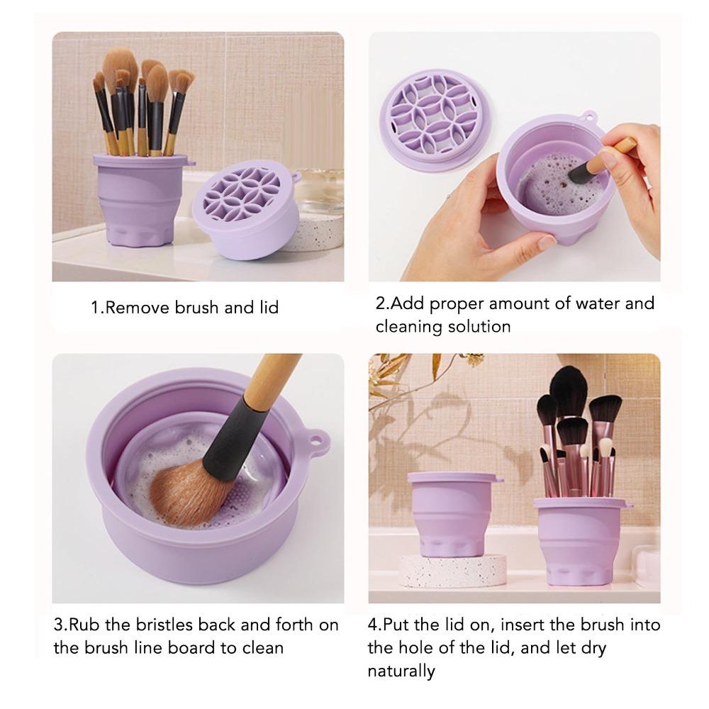 Silicone Scrubber Cosmetic Brush Cleaner Cup Silicone Scrubber Pad  Portable salon use
