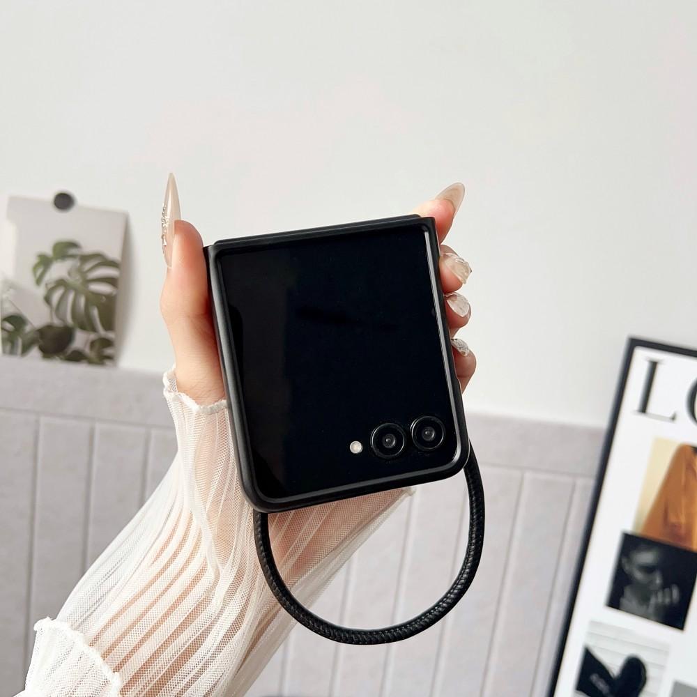 For Samsung Galaxy Z Flip 7 Case Luxury PU Skin With Lanyard Protective Back Cover Case For Samsung Z Flip 7FE 6 5 4 Phone Shell