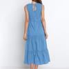 Women's Summer Casual Sleeveless Round Neck High Waist Swing A Line Dress