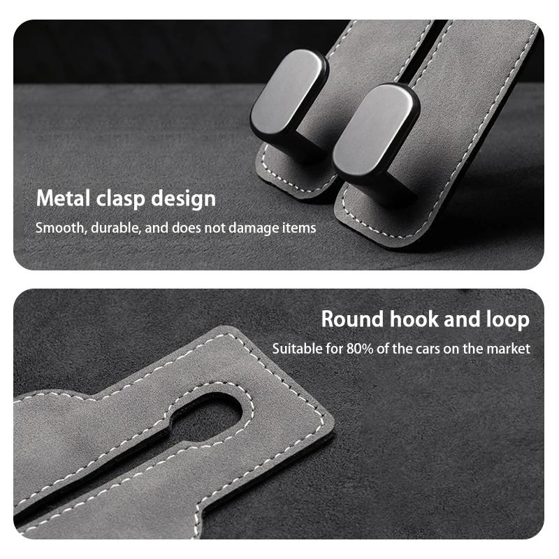Universal Metal Car Seat Headrest Hook 2 In 1 Soft Leather Car Seat Back Hook for Purse Bag Backpack Double Hook Car Seat Hanger