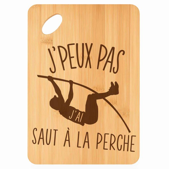 Planche à découper - PLANETEE - Saut à la Perche J'peux pas - Bambou - 30 x 20 x 1 cm - Trou Ø24 mm