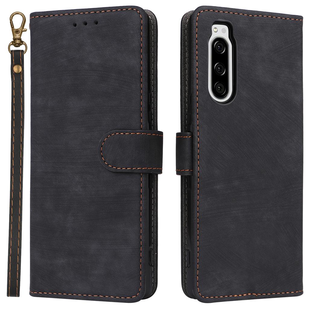 Dla Sony Xperia 5 Portfel Etui na Telefon Komórkowy Blokujące RFID Skóra PU Pokrowiec ze Stojakiem na Telefon