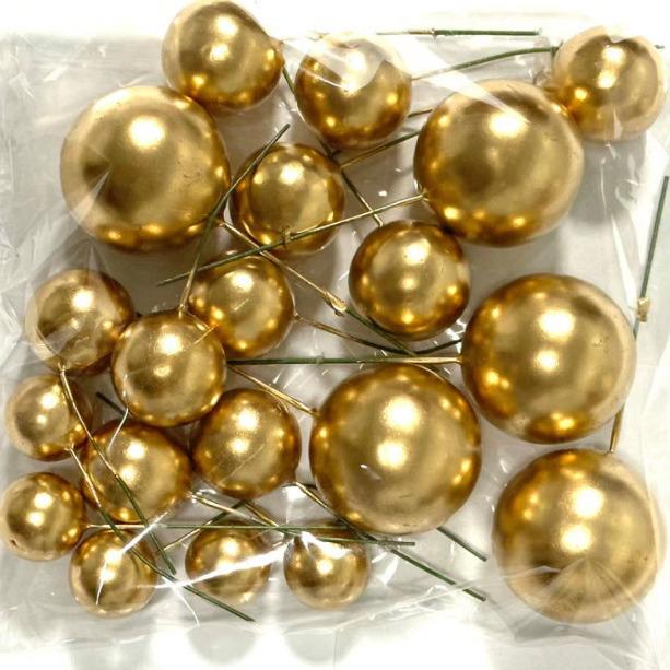 20-Piece Mixed Pack: Gold, Silver, Foam & Iridescent Christmas Cake Decoration Balls