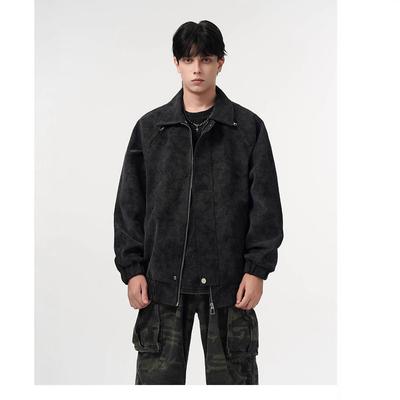 Maillard Tie-Dye Student Leather Jacket: Men's Autumn American Design, Rebellious Handsome Motorcycle Style.