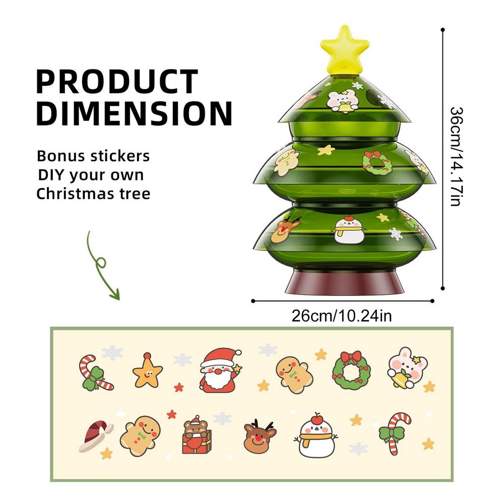 

Snackle Box Container Three-Layer Christmas Tree Shape Platter Party Decorative Candy Tray For Holiday Party Home Sweets Fruits зелений