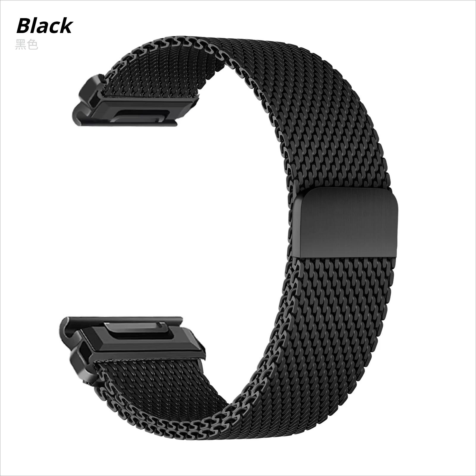 

Ремешок QuickFit 22 мм 26 мм 20 мм для Garmin Fenix 8 7 6 Pro 7S 6X 5X 5Plus Venu 3 Tactix 7 Миланский петлевой браслет ремешок Fenix 8 7X band QuickFit 20mm чёрный