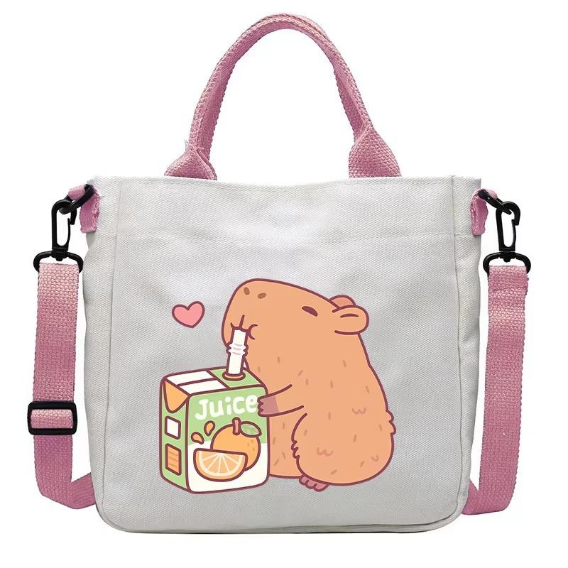 

Холщовая сумка капибара милая для поездок на работу большая вместимость портативная сумка через плечо модная сумка-мессенджер для студентки