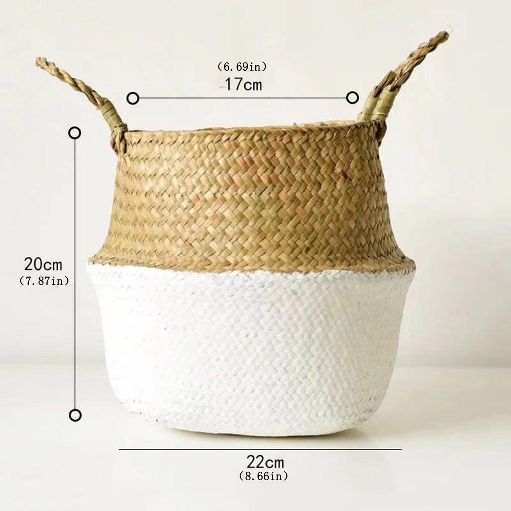 Rattan Baskets Foldable Weaved Storage Baskets With Handle Sundries Laundry Storage Containers Home Decoration Accessories
