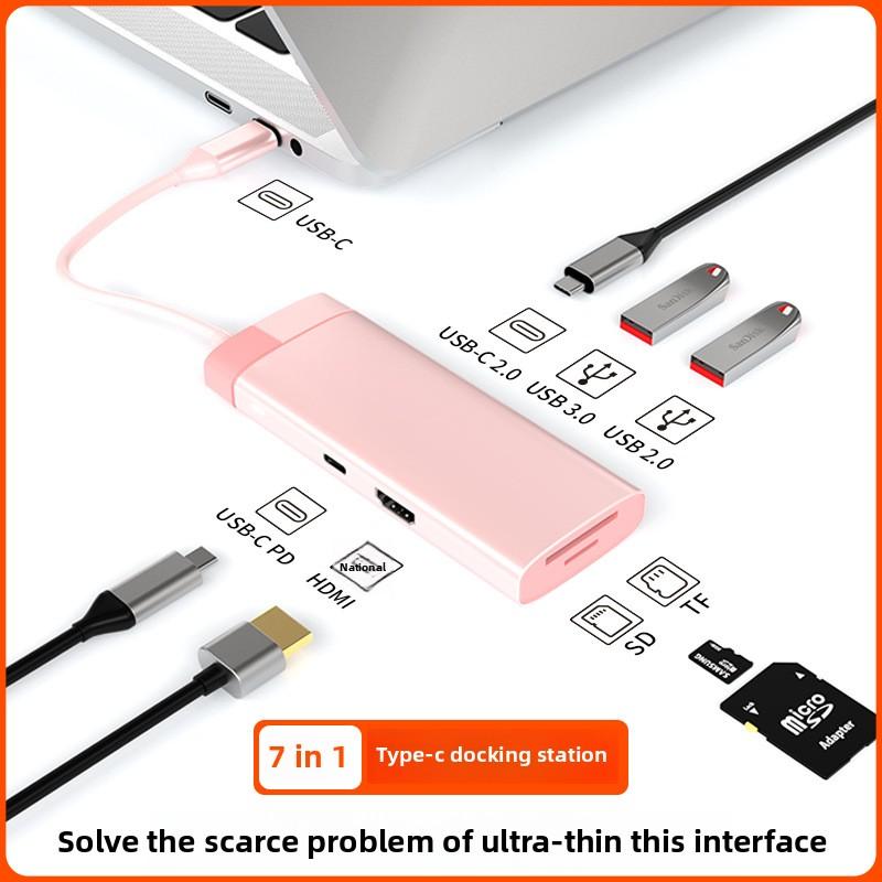 7 in 1 Type C Docking Station USB Hub for Laptop with Storage Compact Design