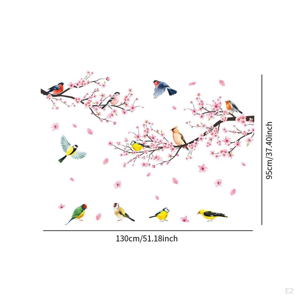 Tree Branch Art Decals Floral Birds Wall Stickers Convenient Decorative DIY Waterproof for Dining