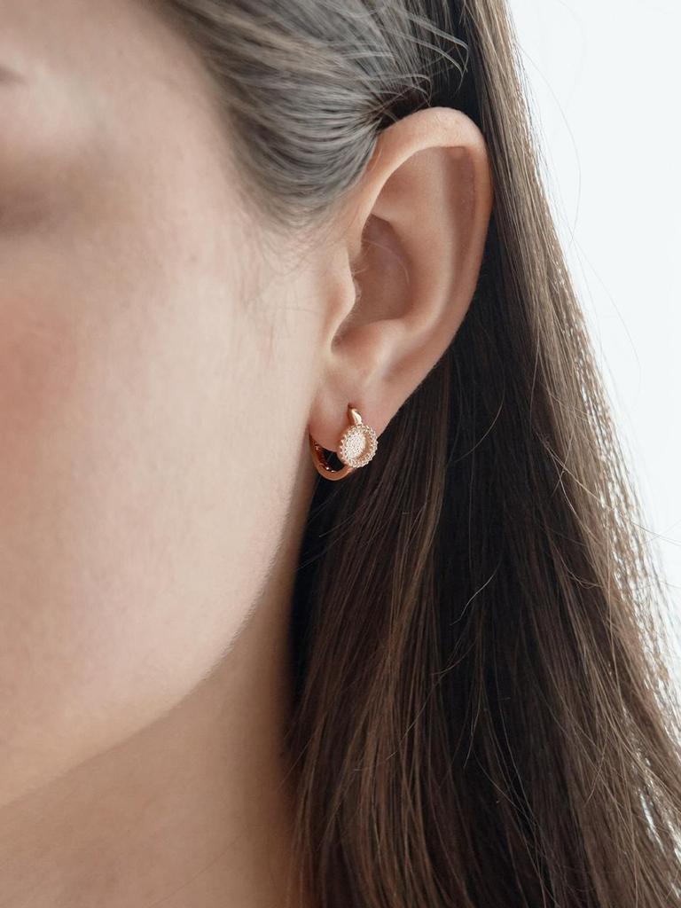 14K Circle Cubic One-Touch Earrings (Gold Filled) C24EGF187