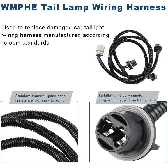 Passenger Side Tail Lamp Wiring Harness Compatible with Chevy Silverado GMC Sierra 1500 2500HD 3500HD 2016 2017 2018 2019, Replacement for 23295977,