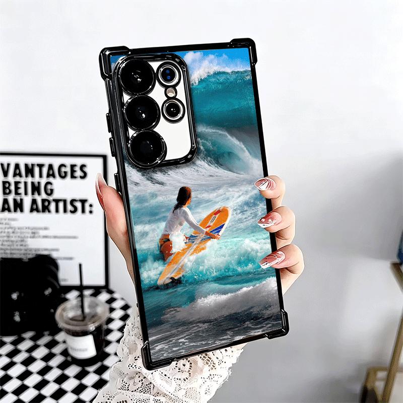 Surfboard Surfing Surf Summer Plating Phone Case For Samsung Galaxy S24 S25 FE S26 Edge S23 Ultra S22 S21 Plus S20 Anti-Fall Air