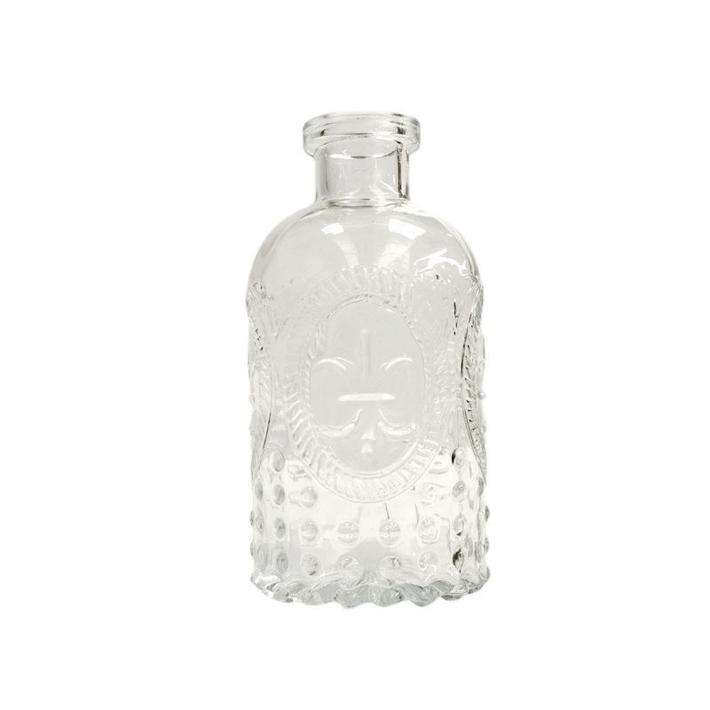Embossed Glass Vase for Fresh or Dried Flowers - Home Hydroponics Decor