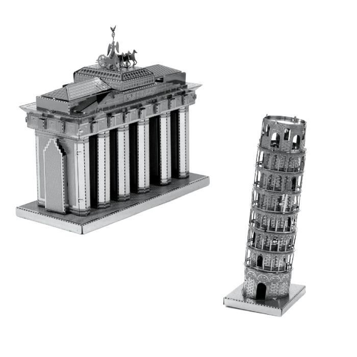 Metal Earth Fascinations the Leaning Tower of Pisa and Brandenburg Gate Puzzle 3D en métal