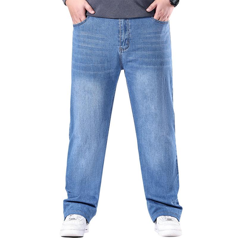 Men's Plus Size Straight-Leg Jeans New Arrival Casual Trousers High-Waisted, High-Stretch Dad-Style Long Trousers
