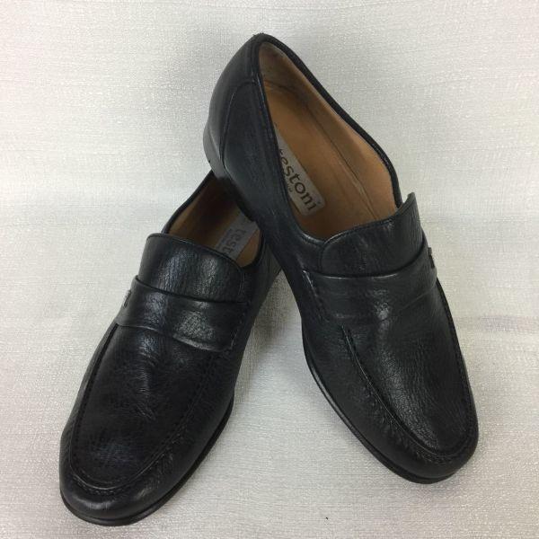 

a.testoni Made in Italy Vintage Coin Loafer Leather Slip-on Shoes Black size 7 25.5 Men s