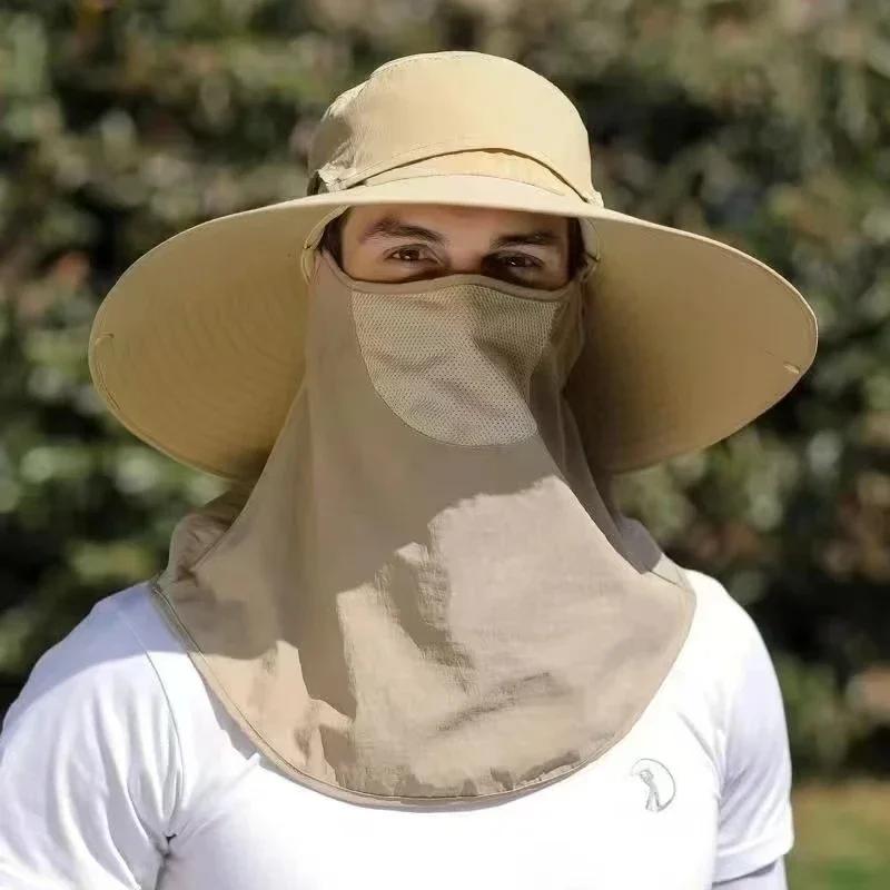 Men's 3-Piece Fishing Hat Set - Camo Military Sun Hat with 12cm Shawl Veil, Sandproof & Waterproof for Summer Outdoor Camping