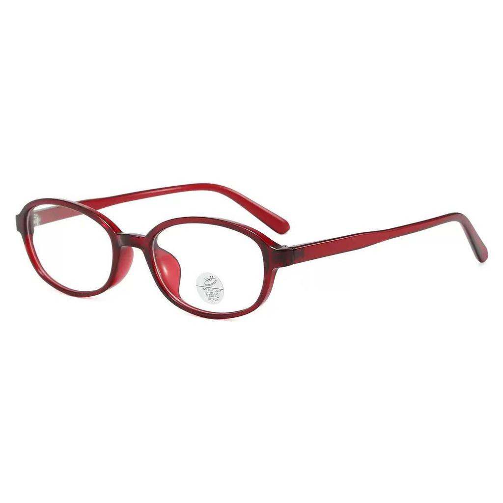 Japanese High-End Retro Oval Glasses for Women - Anti-Blue Light, Red Frame