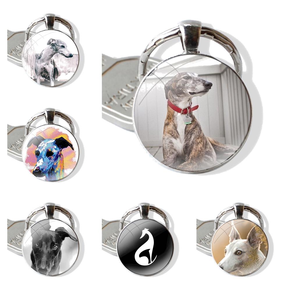 

Мультяшный дизайн, креативный кулон, автомобильные брелки, ручной работы, стеклянный брелок с кабошоном, Galgo Greyhound