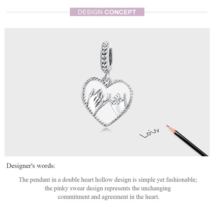 WOSTU 925 Sterling Silver Hand Swear Love Heart Hollow Charm Bead for Women Fit Original DIY Bracelet Necklace Jewelry