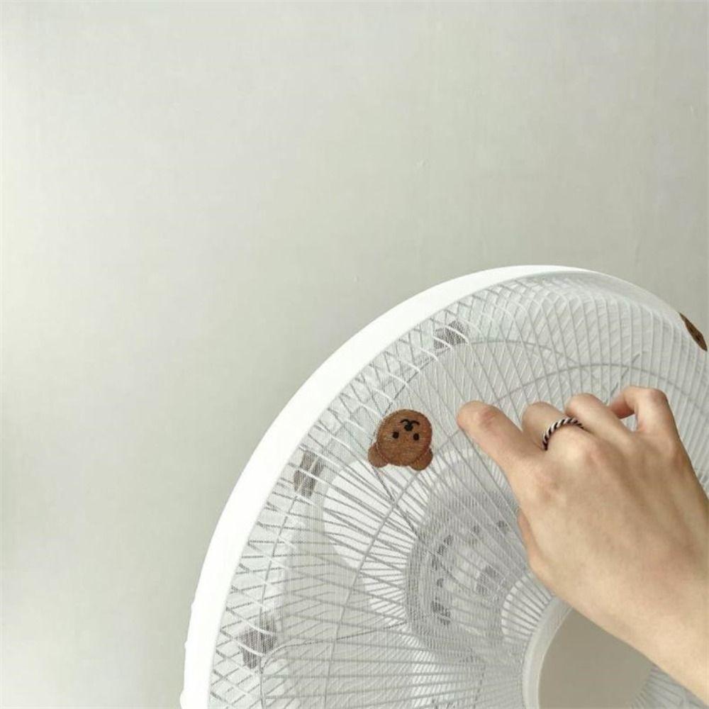 Waterproof Round Electric Fan Cover Bear Embroidery Electric Fan Dust Bag  Office