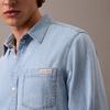 Calvin Klein Comfortable Minimalist Pointed Collar Denim Button-Up Shirt Men Shirts Blue 40BM796-450