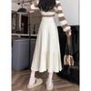 Cotton Blend Knit Midi Skirt With High Waist And Pleats For Fall Winter Fashion