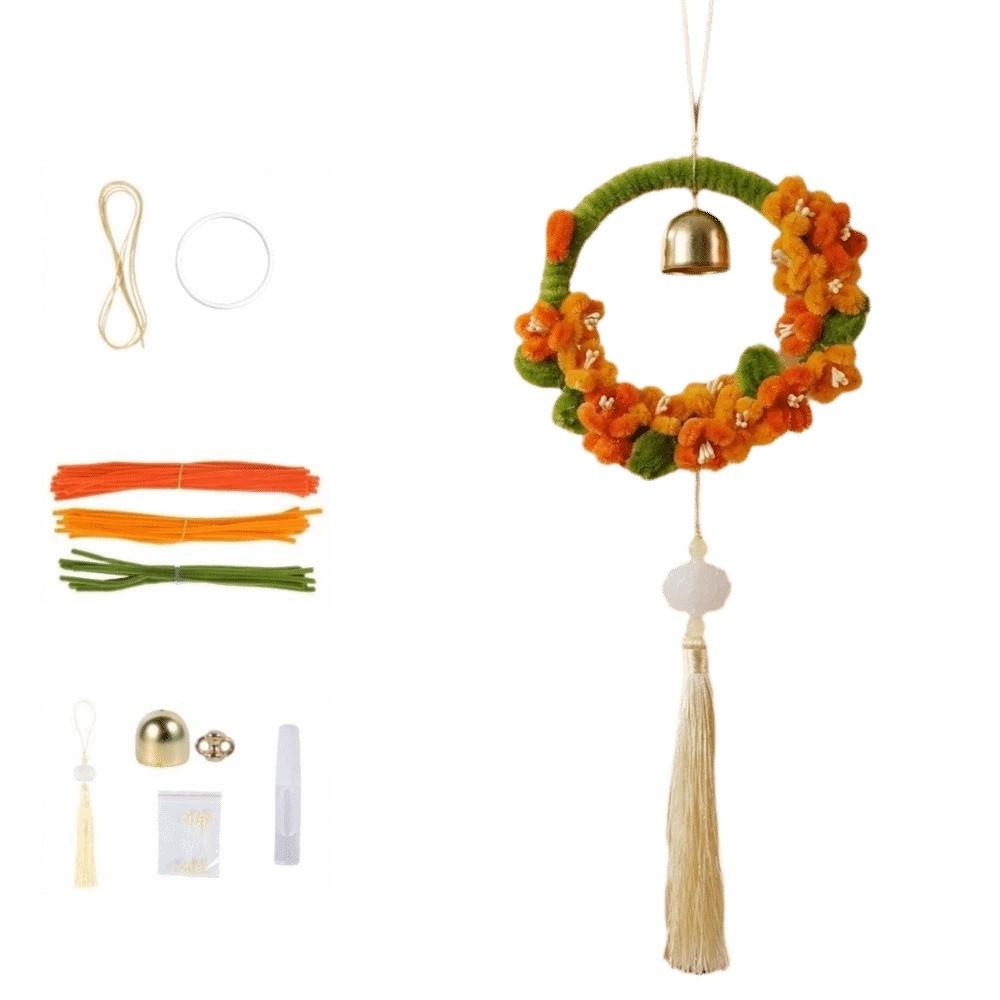 Yutu Shape Mid-Autumn Festival Pendant Round Wreath Rabbit Wall Hanging Wreath Kids Arts