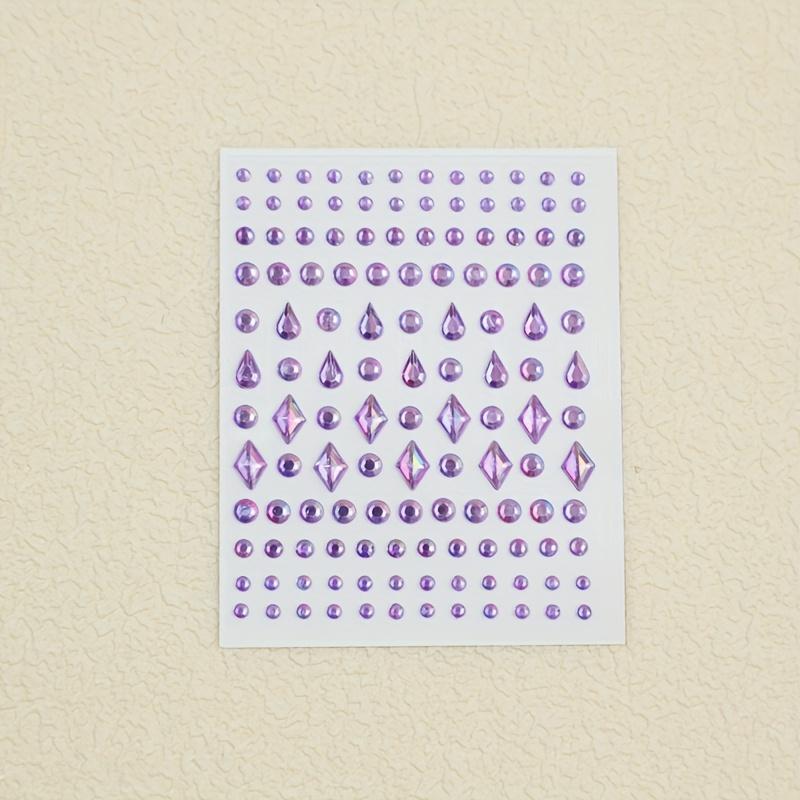 Multi-Size 3D Purple Synthetic Gemstones Teardrop, Rhombus, Round Drill Face Stickers for DIY Makeup Eye Decoration Sparkling Rhinestone for Crafts