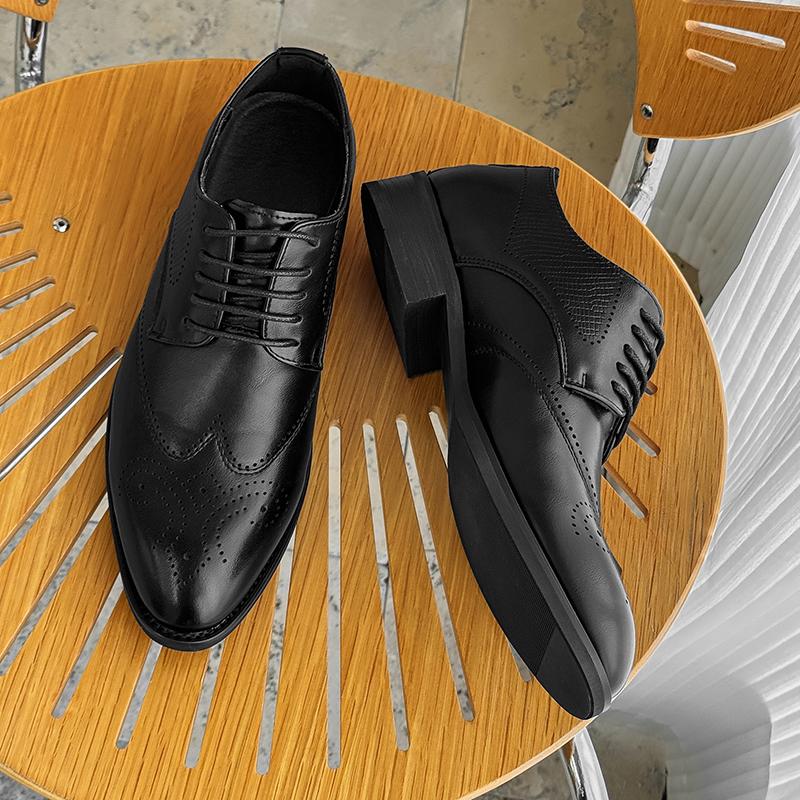 Fashion Stylish Mens Oxford Shoes Handmade Comfy Brogue Dress Shoes Wedding Leather Business Shoes All-match Male Formal Dress Footwear