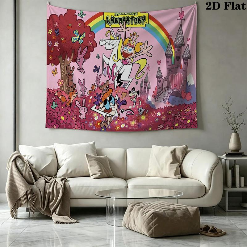 Dexter 's laboratory Wall Tapestry Aesthetic Wall Hanging Printed Fabric Blanket Decorative Tapestries for Bedroom Living Room Home Decor