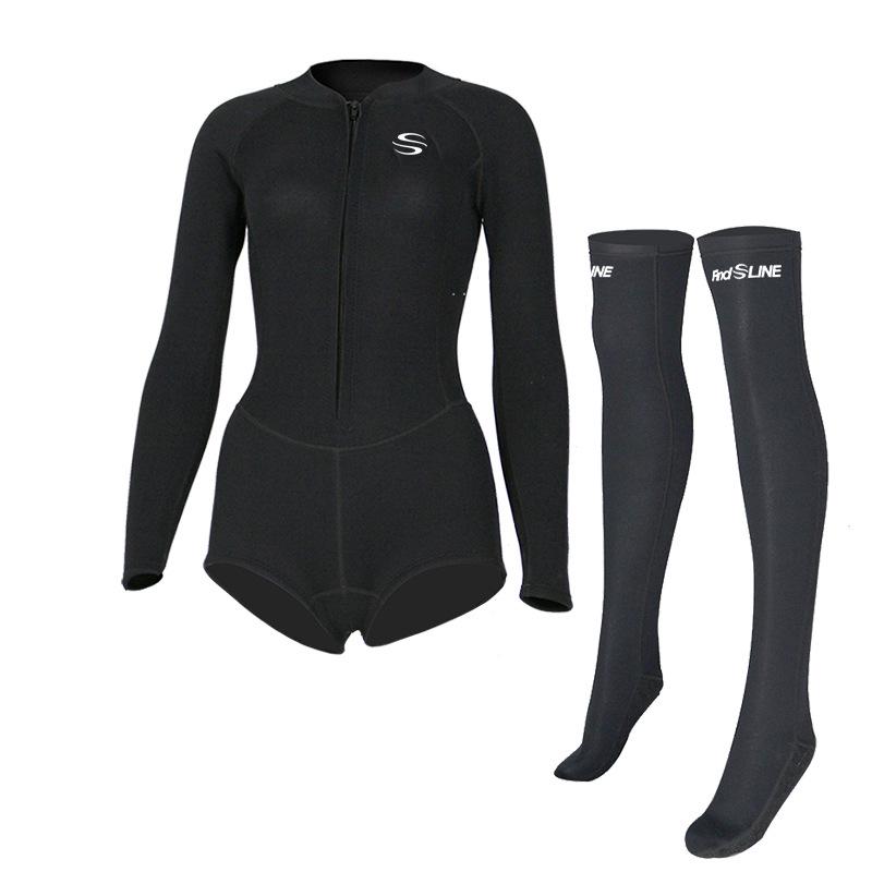 Slinx Quick-Dry Women's 2mm One-Piece Bikini Wetsuit with Diving Socks
